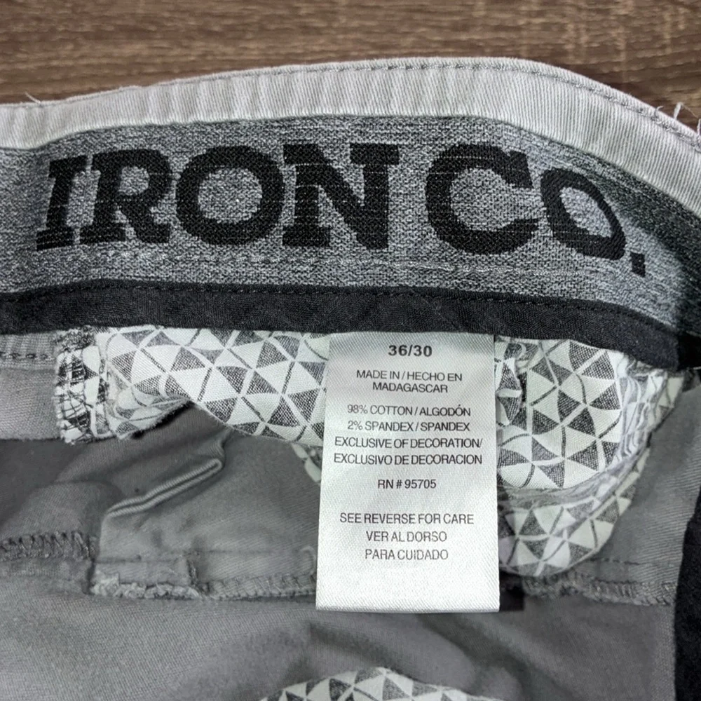 Iron Co. Straight Leg Jeans Men's 36x30 Gray Flat Front 5-Pocket Work/Yard Jeans